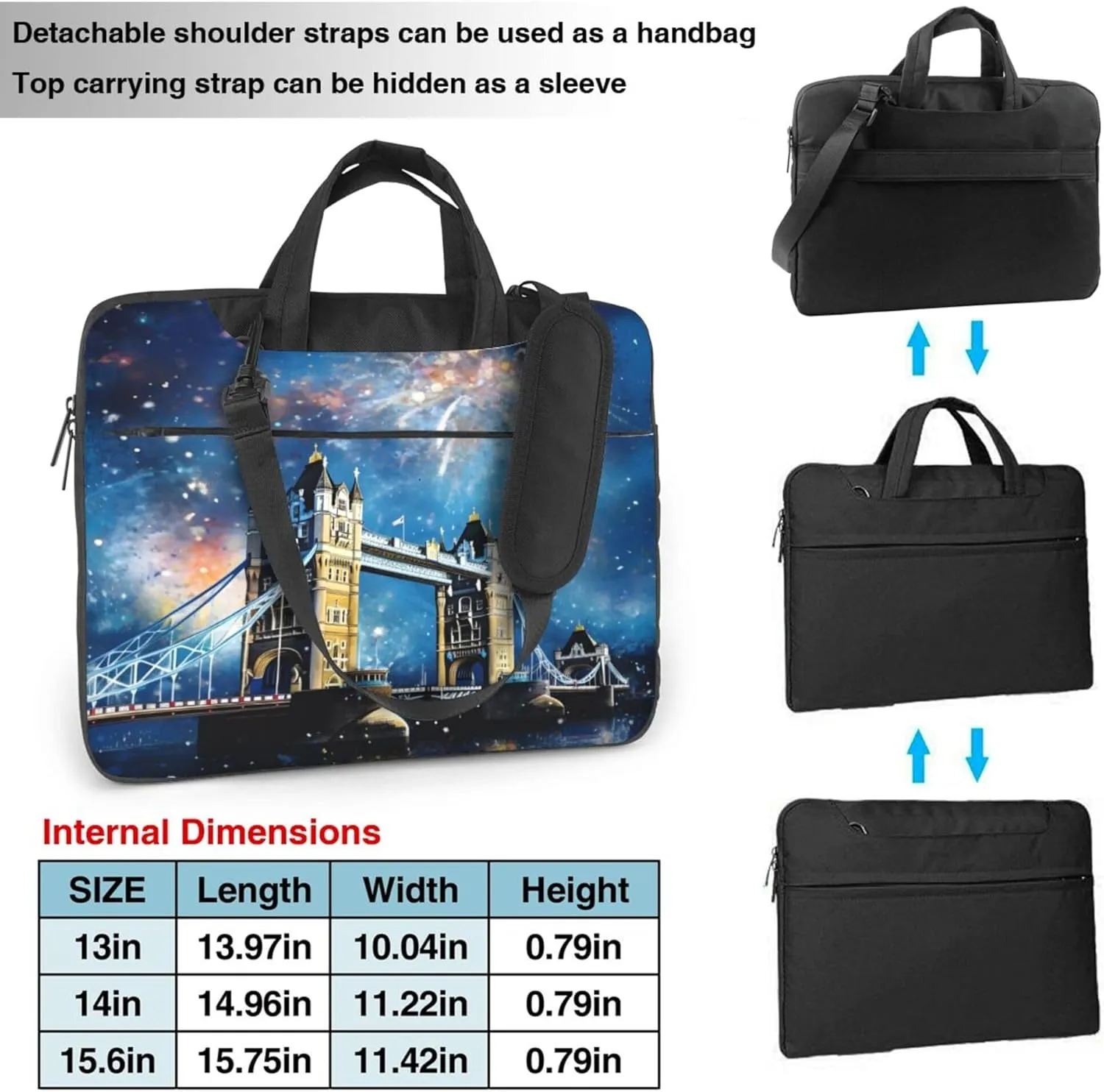 London Fireworks Landscape Laptop Shoulder Bag for Women, Laptop Sleeve Case Durable Computer Bag