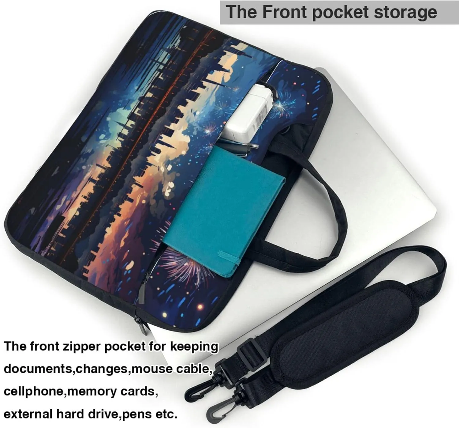 London Landscape Fireworks Laptop Shoulder Bag for Women, Laptop Sleeve Case Durable Computer Bag