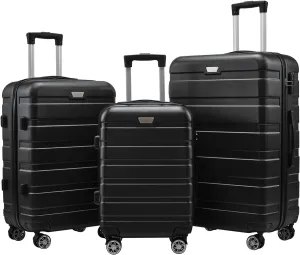 Luggage Sets, Expandable ABS Suitcase, 3 Piece Set Durable Hard Shell Spinner Wheel TSA Lock
