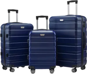 Luggage Sets, Expandable ABS Suitcase, 3 Piece Set Durable Hard Shell Spinner Wheel TSA Lock