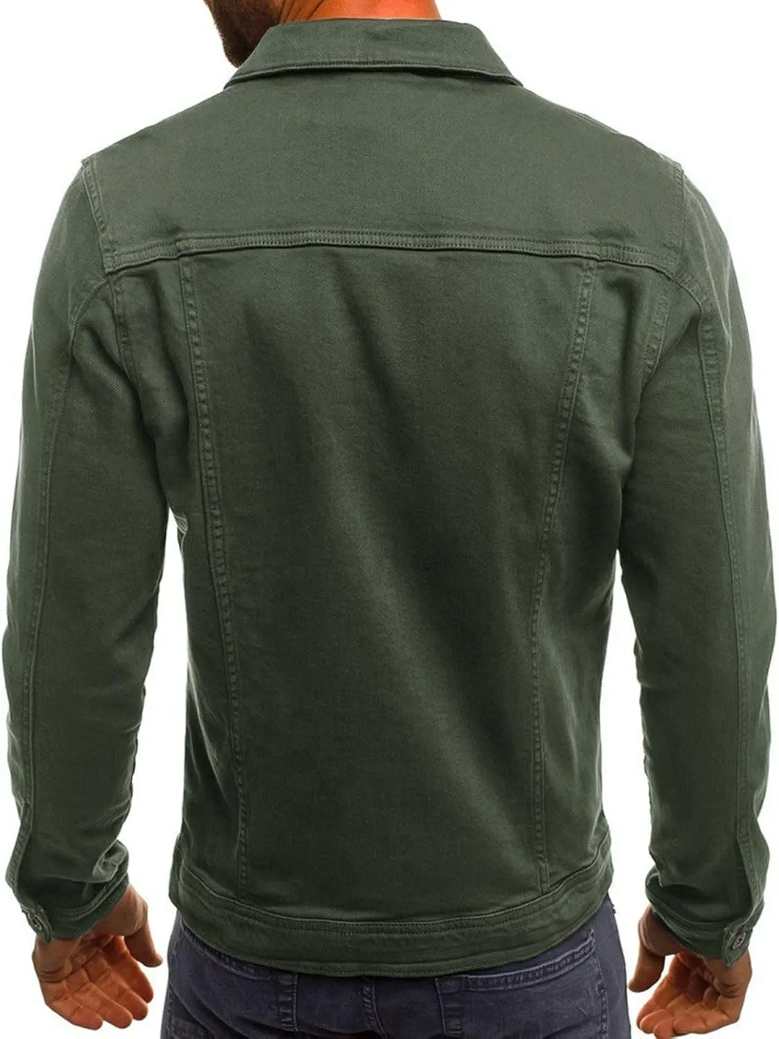 Lu's Chic Men's Shirt Jacket Soft Trucker Long Sleeve Cotton Shacket Fall Classic Button Casual Western