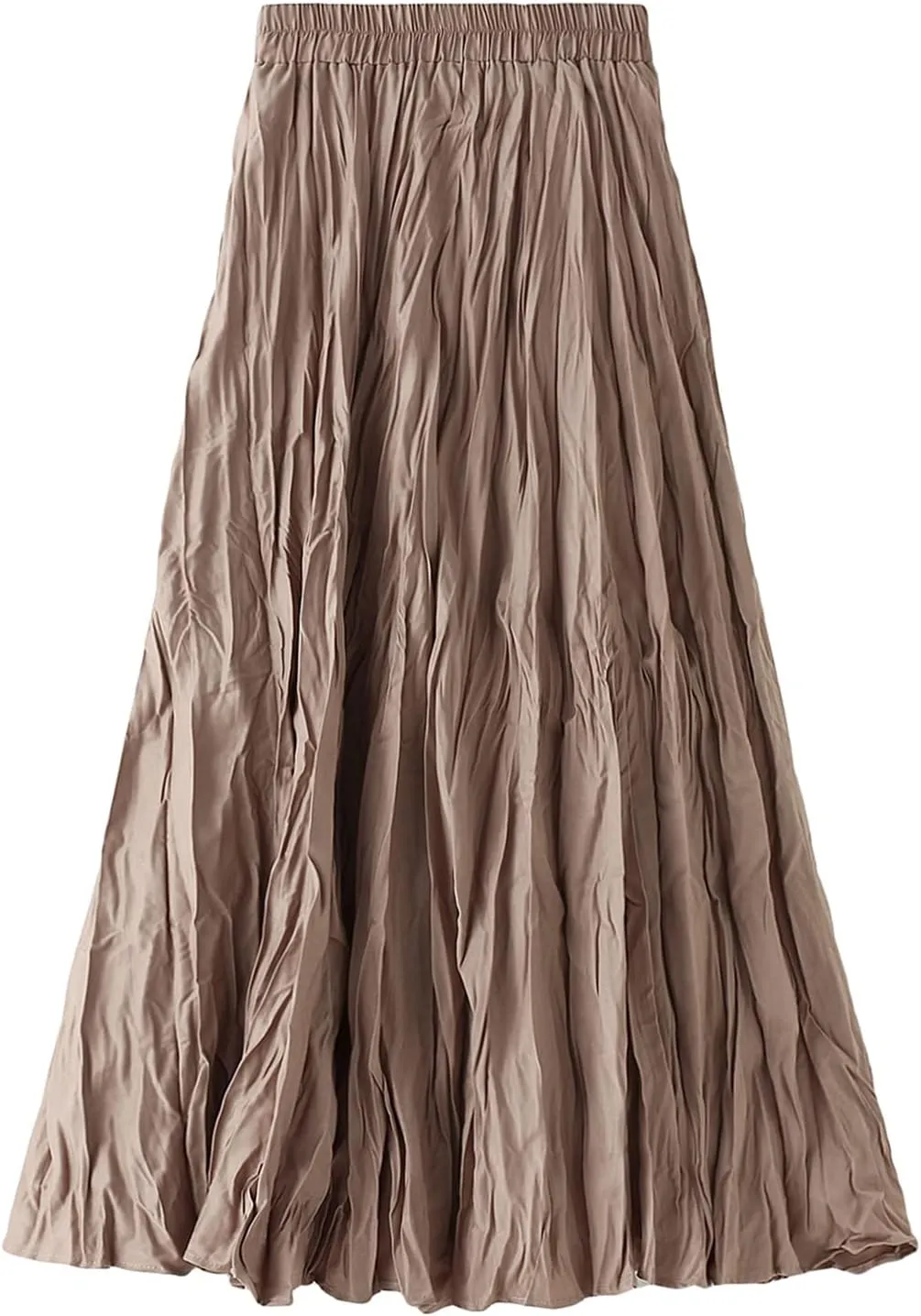 Lu's Chic Women's Long Skirt Pleated A Line Dress Fall Casual Polyester Swing Dress Tea Length Midi