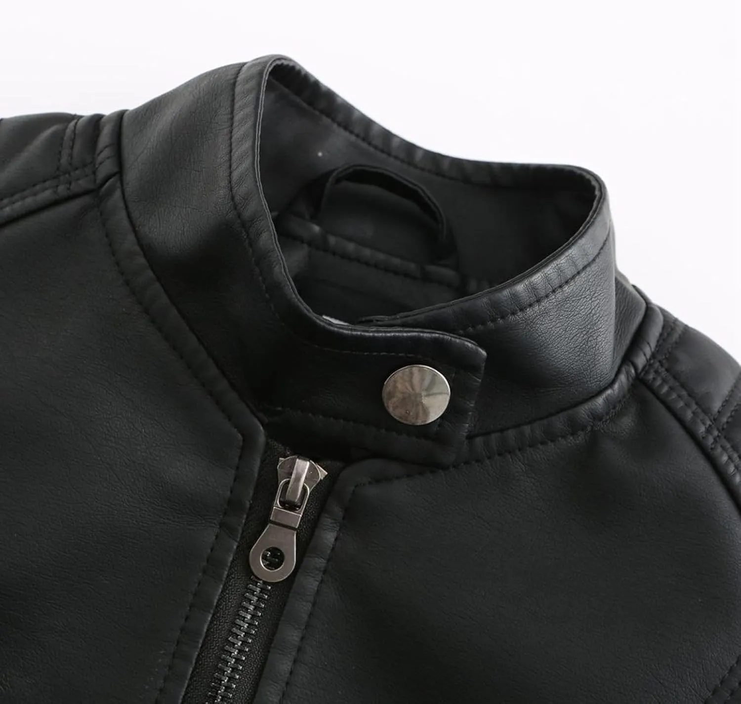 Lu's Chic Women's Long Sleeve Coat Faux Leather Snow Spring Motorcycle Full Zip Leather Jacket Winter Jacket