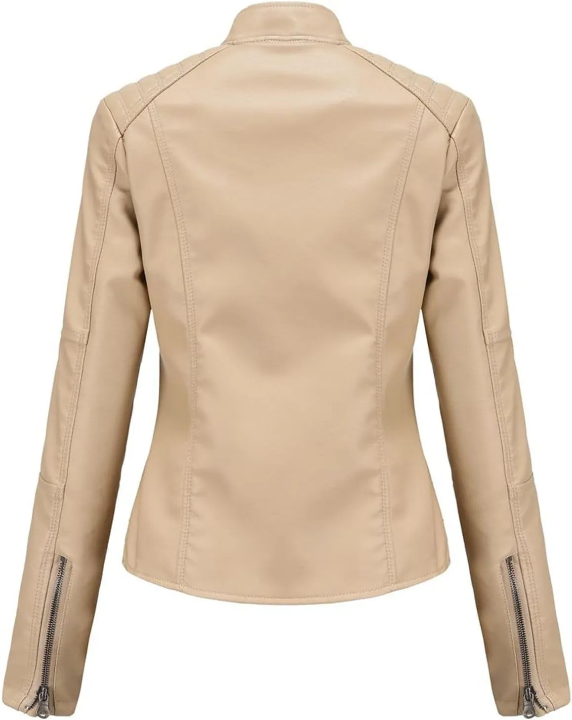 Lu's Chic Women's Long Sleeve Coat Faux Leather Snow Spring Motorcycle Full Zip Leather Jacket Winter Jacket
