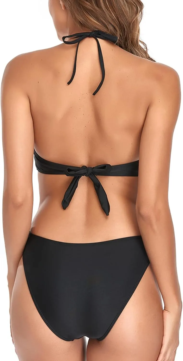 Lu's Chic Women's One Piece Monokini Swimsuit Lace Bandeau Top Bikini Cutout Backless Bathing Suit