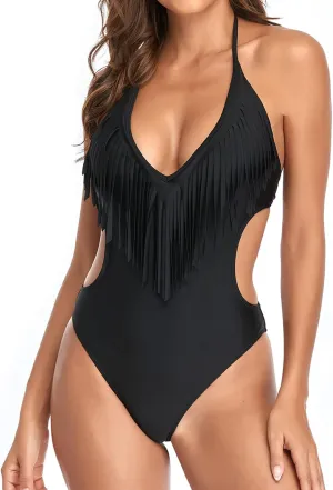Lu's Chic Women's One Piece Monokini Swimsuit Lace Bandeau Top Bikini Cutout Backless Bathing Suit
