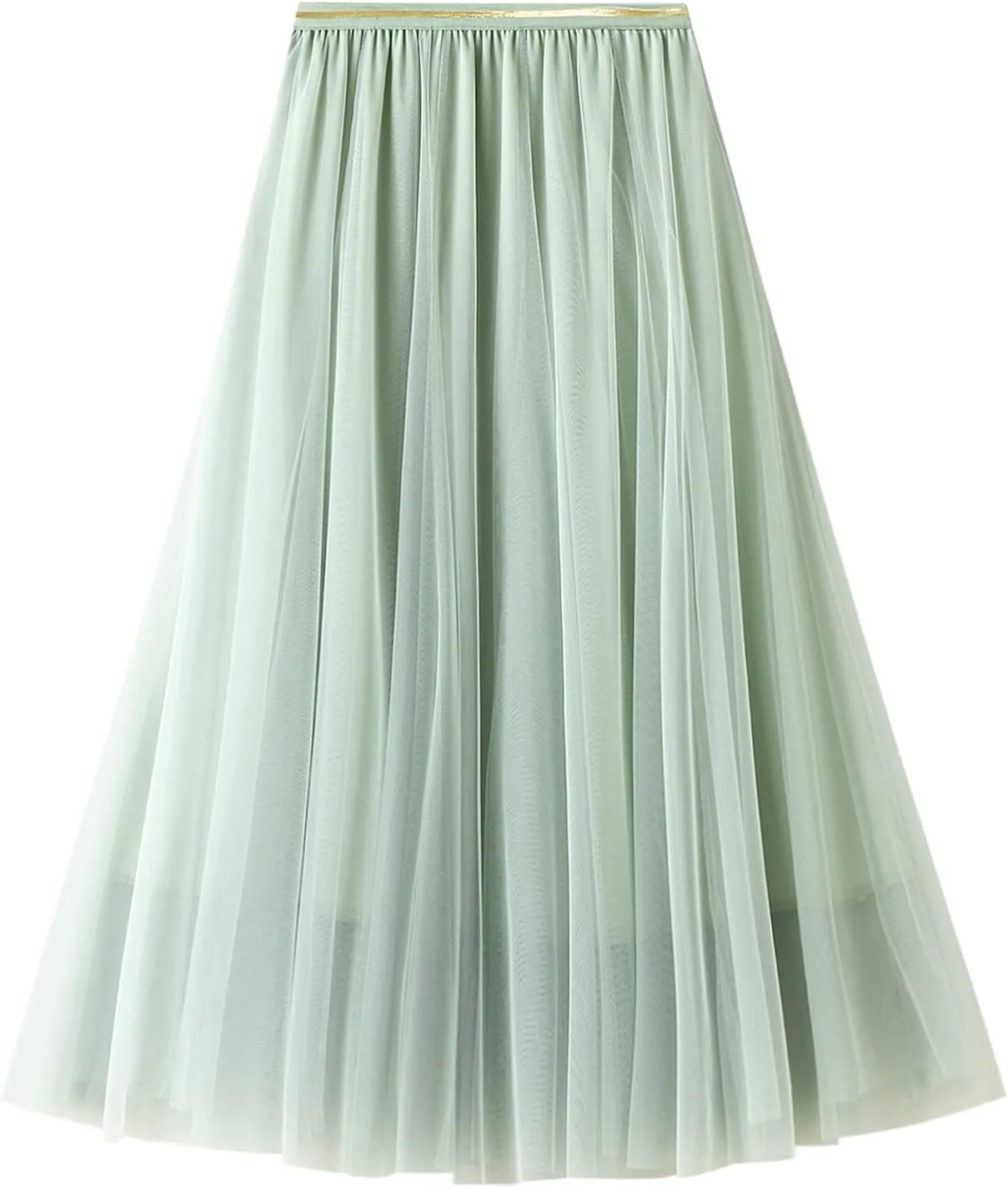 Lu's Chic Women's Pleated Tulle Skirt High Waist Tutu Skirt Chiffon Elastic Waist Summer Layered