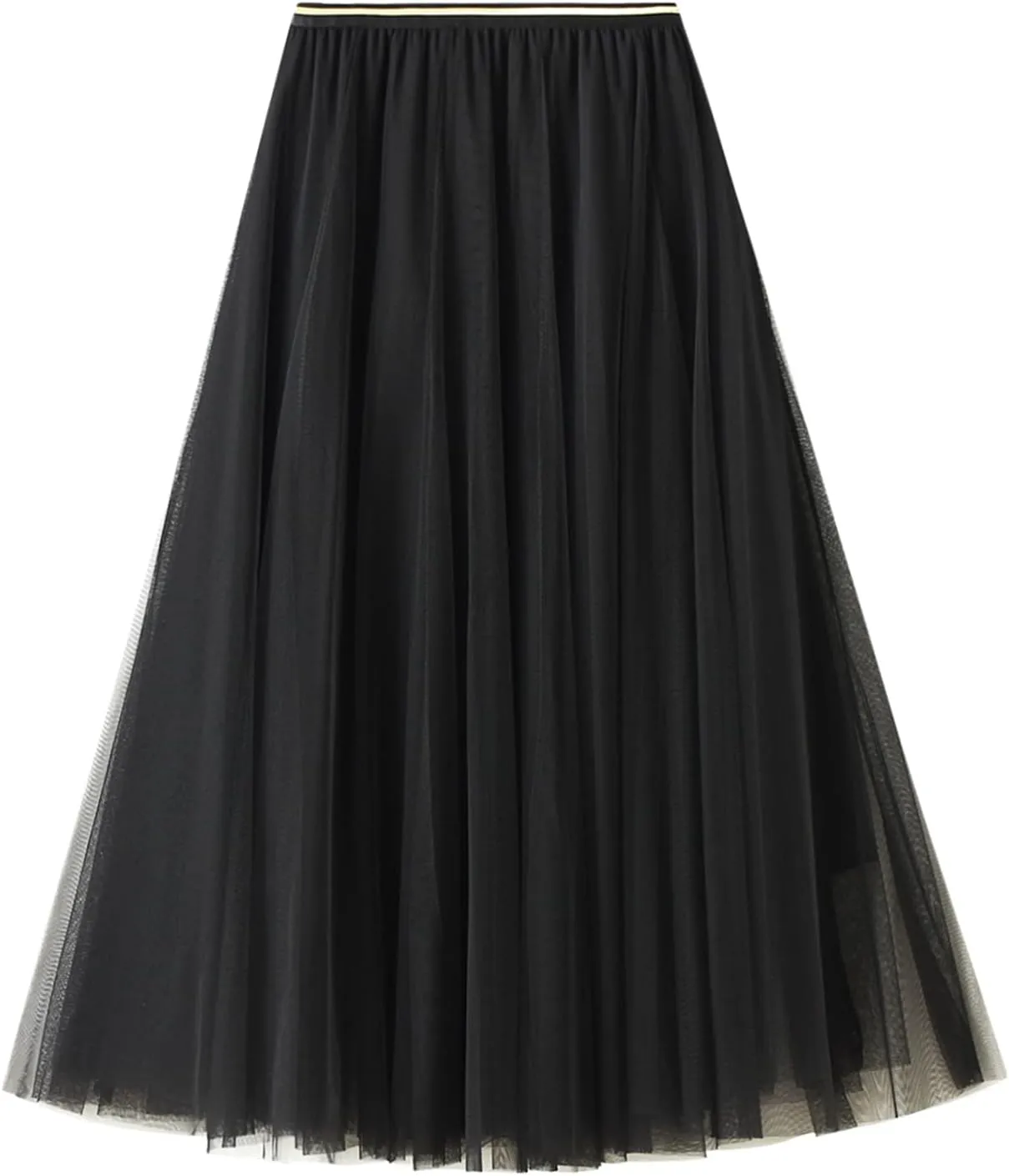 Lu's Chic Women's Pleated Tulle Skirt High Waist Tutu Skirt Chiffon Elastic Waist Summer Layered