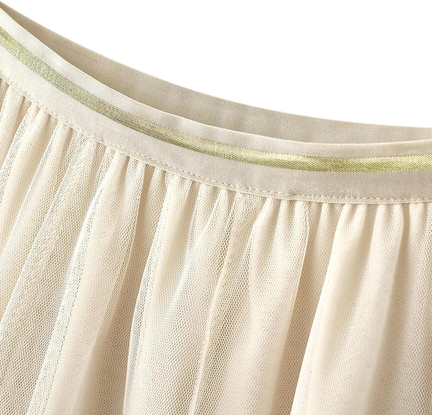 Lu's Chic Women's Pleated Tulle Skirt High Waist Tutu Skirt Chiffon Elastic Waist Summer Layered