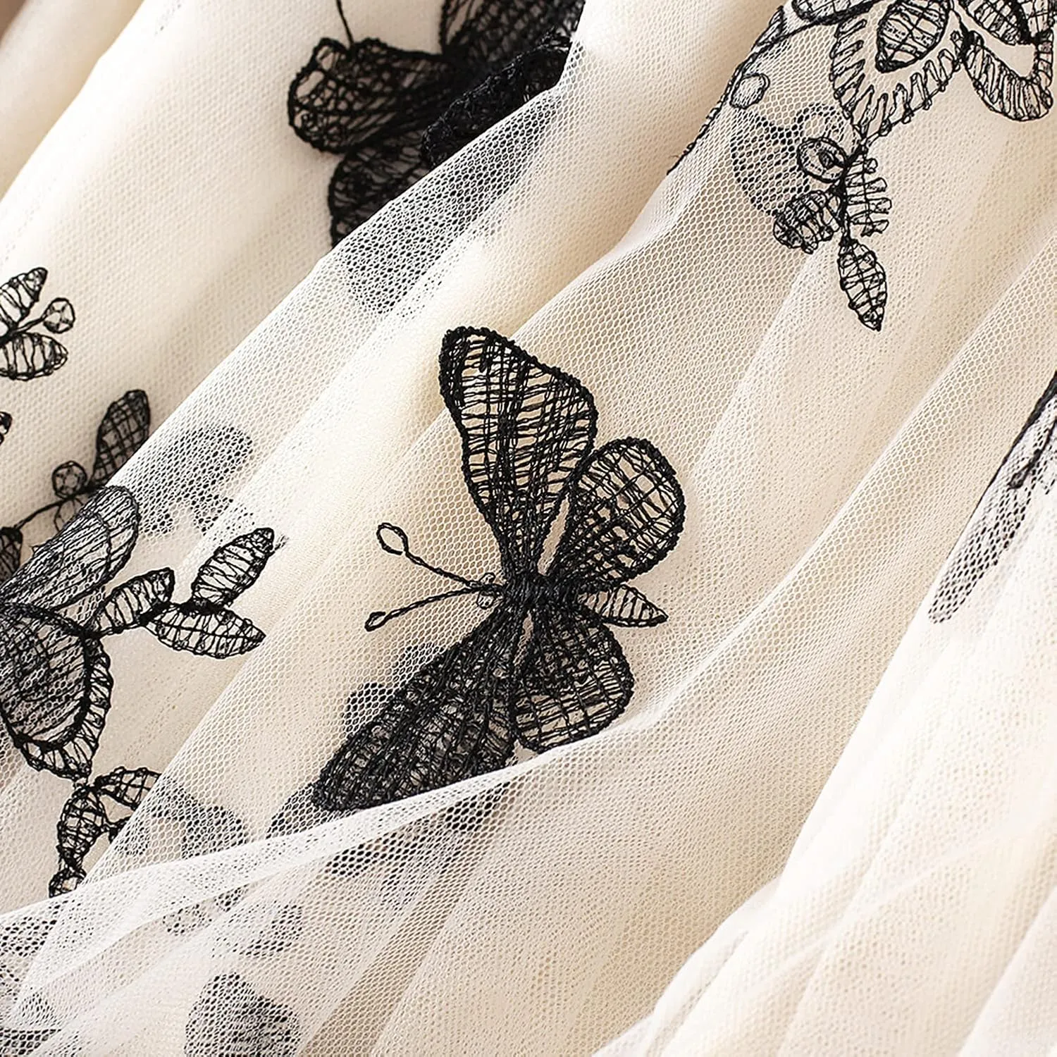 Lu's Chic Women's Tulle Butterfly Skirt Tutu High Low Tea-Length Asymmetrical Elastic Waist A-line