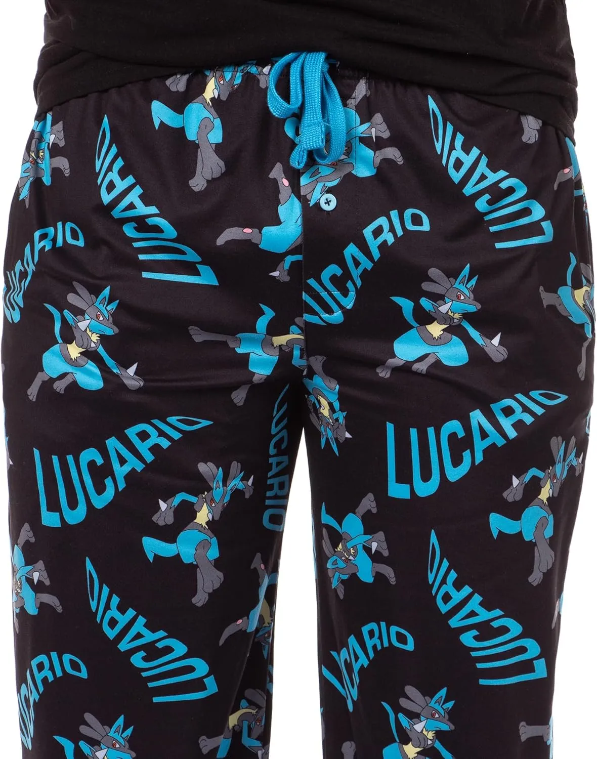 Mad Engine Pokemon Men's Lucario #0448 Fighting Poses All Over Print Adult Pajama Pants Sleep Lounge Bottoms