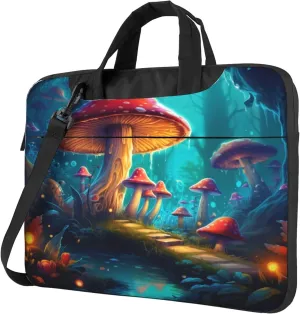 Magic Mushrooms Laptop Shoulder Bag for Women, Tropical Plants Laptop Sleeve Case Durable Computer Bag