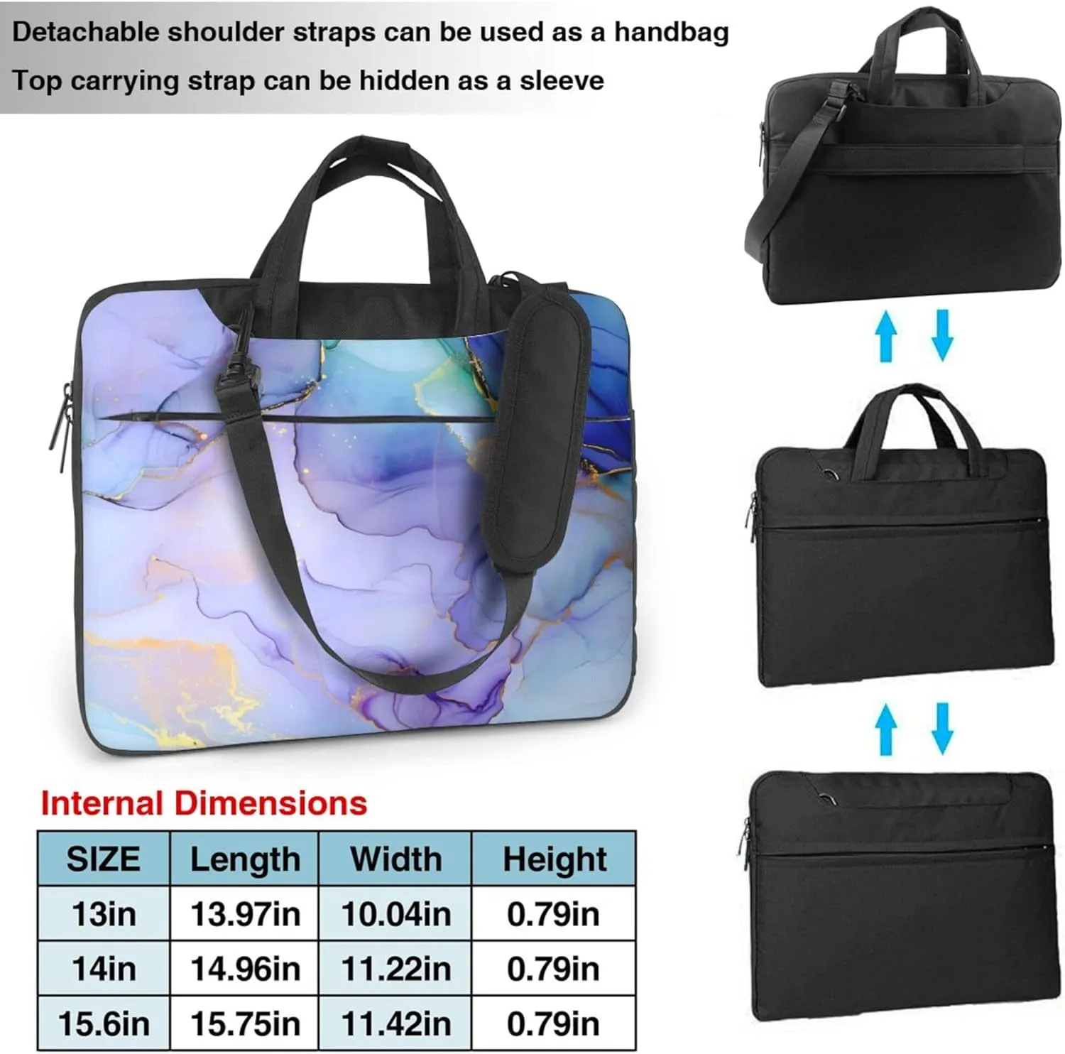 Marble Pattern Laptop Shoulder Bag for Women, Marble Texture Laptop Sleeve Case Durable Computer Bag