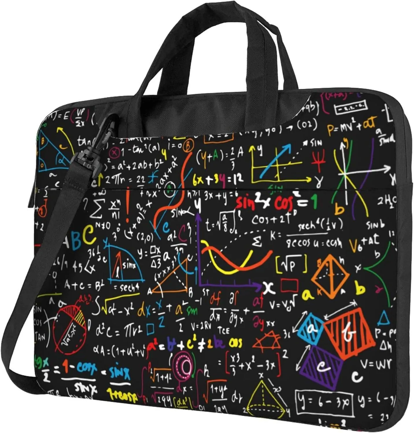 Mathematical formula Laptop Shoulder Bag for Women, Black Math Laptop Sleeve Case Durable Computer Bag