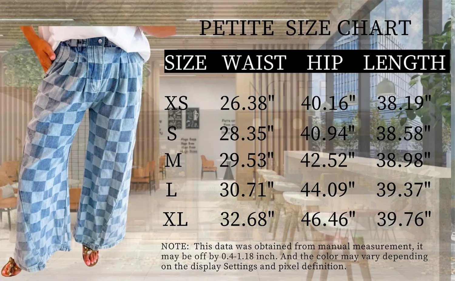 Melliflo Women Loose Wide Leg Straight Plaid Denim Pants Casual High Wasit Checkered Baggy Jeans with Pockets