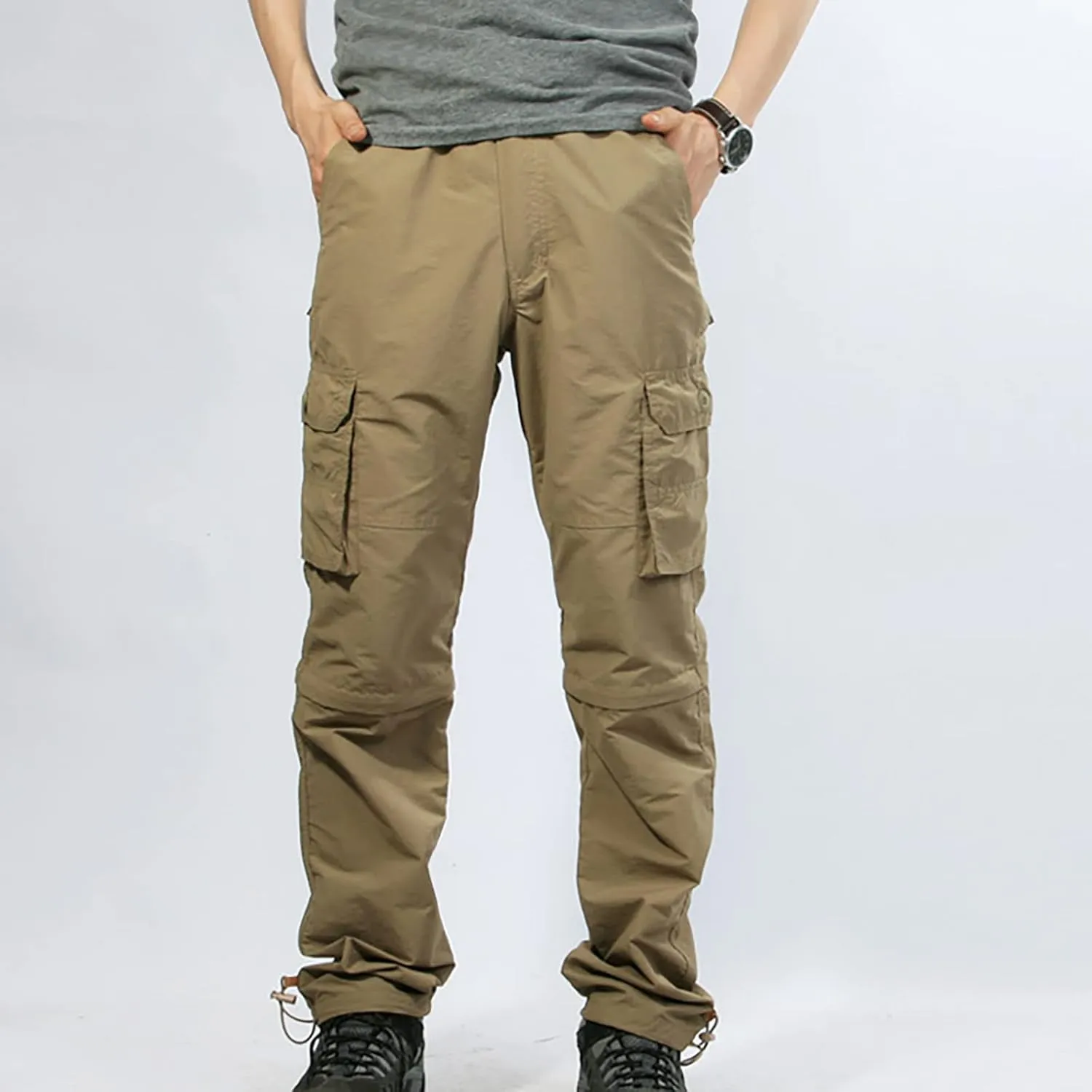 Men's Cargo Pants Casual Stylish Elastic Waist Cotton Multi Pockets Loose Trousers Fashion Outdoor Tactical Pants