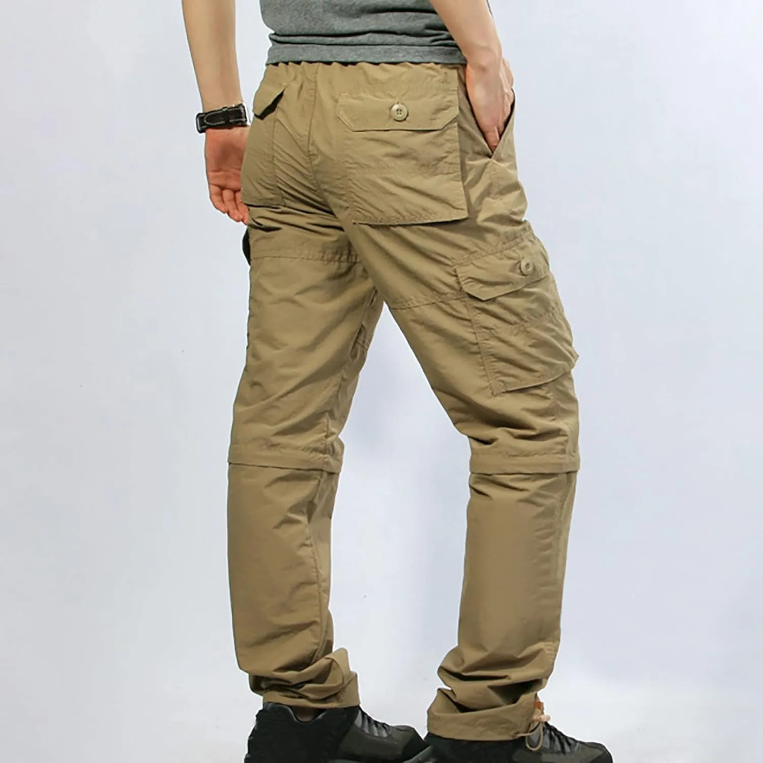 Men's Cargo Pants Casual Stylish Elastic Waist Cotton Multi Pockets Loose Trousers Fashion Outdoor Tactical Pants
