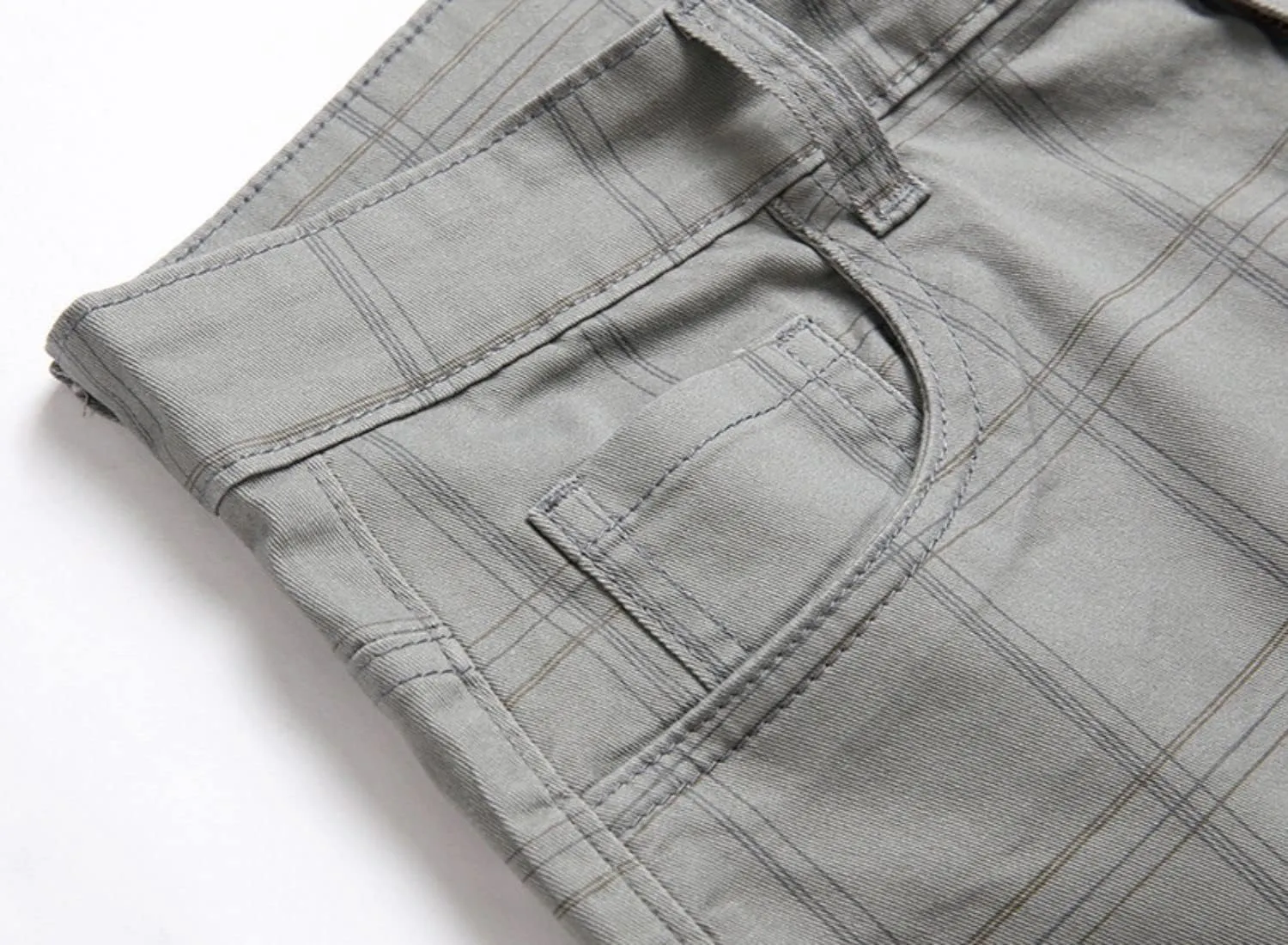 Mens Casual Plaid Chino Pants Fashion Lightweight Flat-Front Stretch Skinny Slim Fit Business Dress Pants