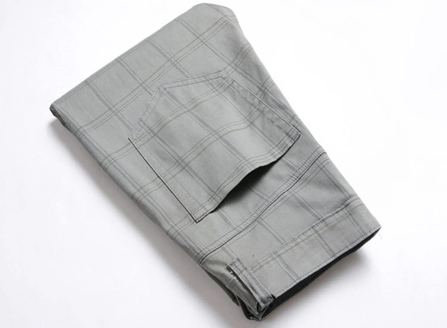 Mens Casual Plaid Chino Pants Fashion Lightweight Flat-Front Stretch Skinny Slim Fit Business Dress Pants