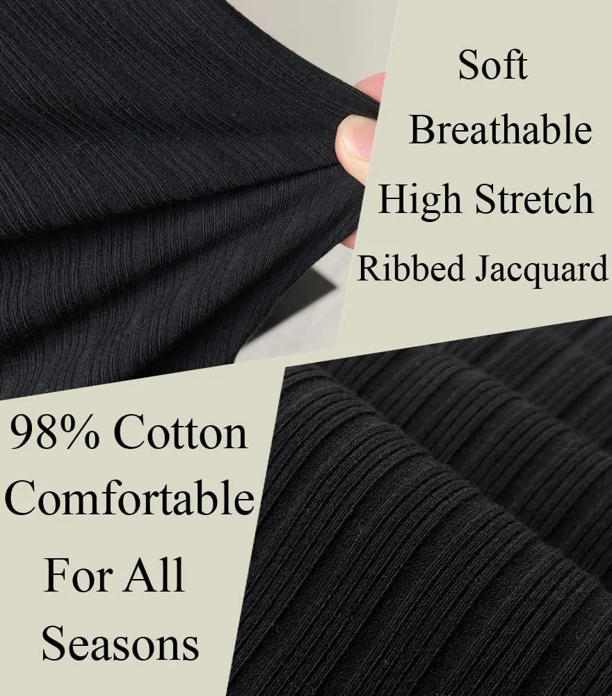 Men's Cotton Muscle Henley Shirts Slim Fit Short/Long Sleeve Stretchy Casual Stylish Ribbed Tee