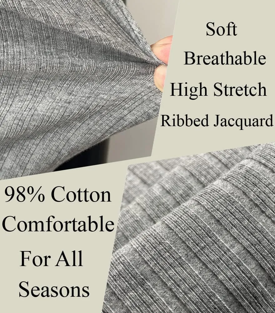 Men's Cotton Muscle Henley Shirts Slim Fit Short/Long Sleeve Stretchy Casual Stylish Ribbed Tee