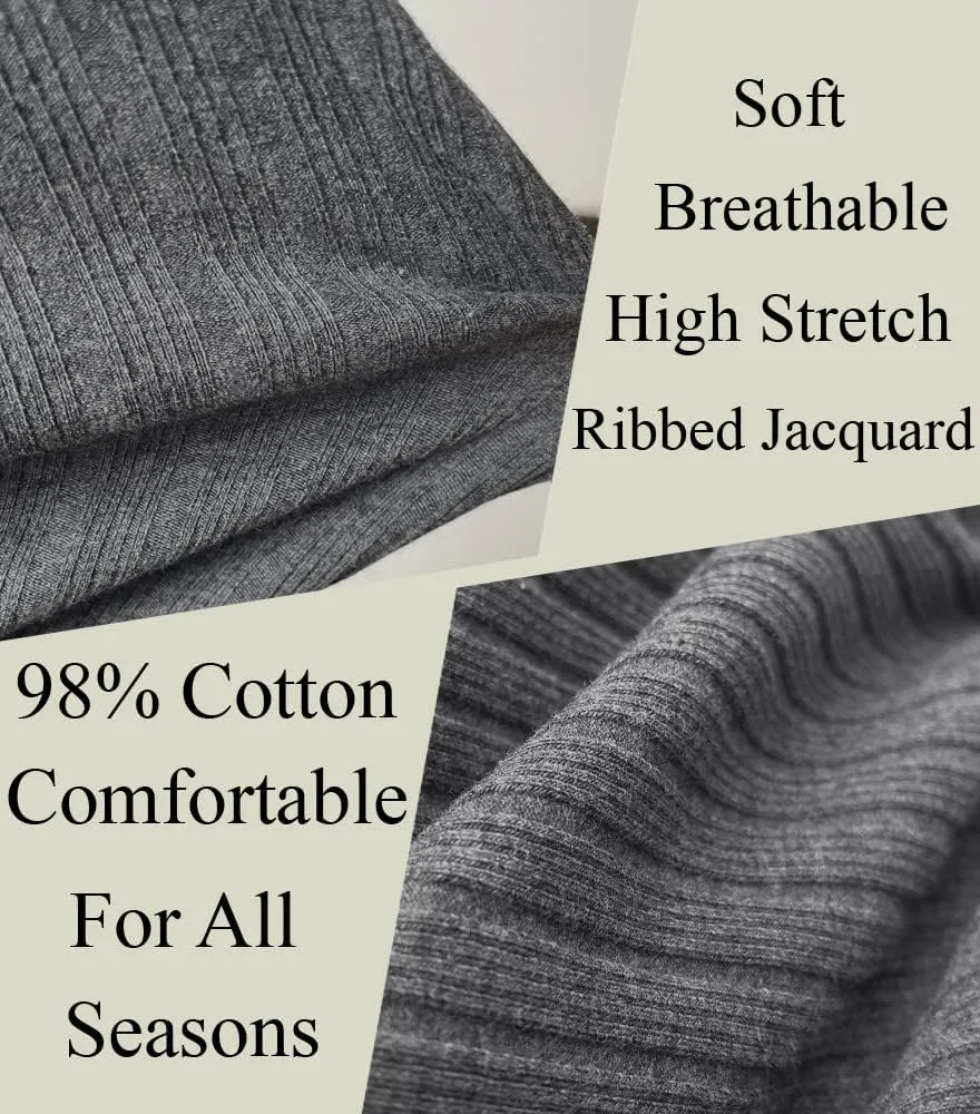 Men's Cotton Muscle Henley Shirts Slim Fit Short/Long Sleeve Stretchy Casual Stylish Ribbed Tee