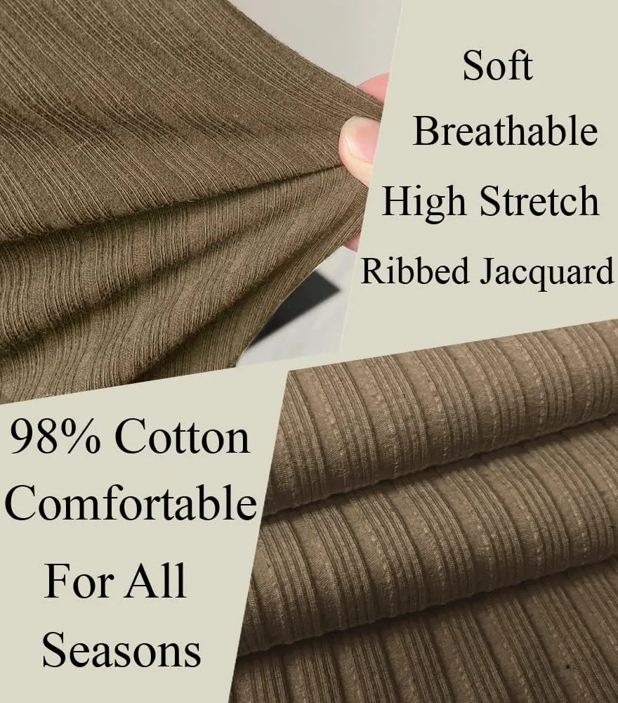 Men's Cotton Muscle Henley Shirts Slim Fit Short/Long Sleeve Stretchy Casual Stylish Ribbed Tee