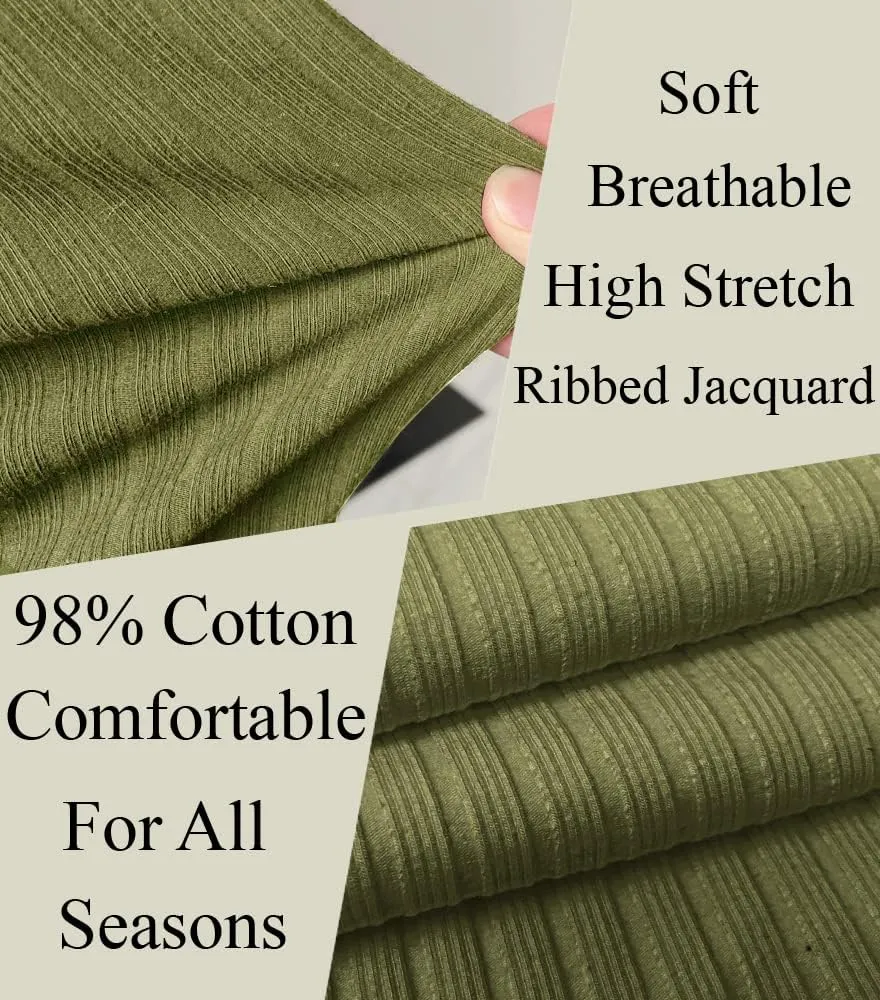 Men's Cotton Muscle Henley Shirts Slim Fit Short/Long Sleeve Stretchy Casual Stylish Ribbed Tee