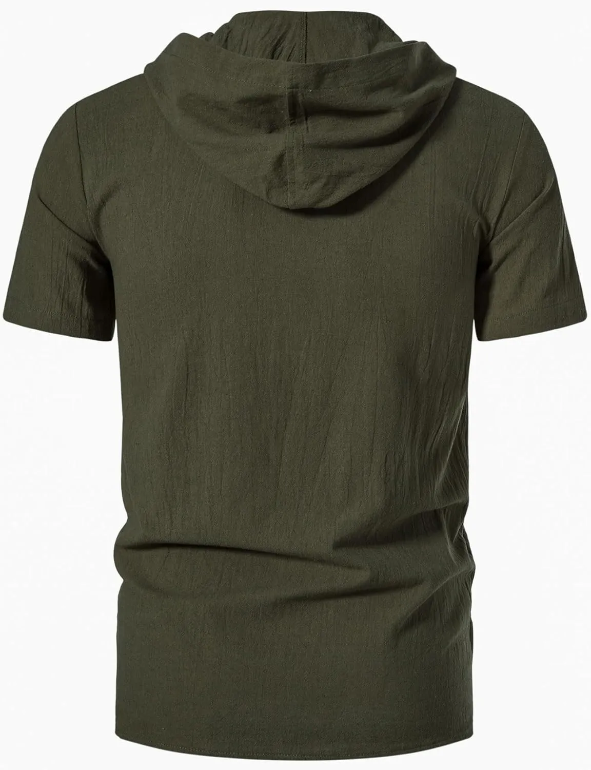 Men's Cotton Vintage Hooded Design Short Sleeve Lace up Shirts for Renaissance Pirate Viking Medieval Costume