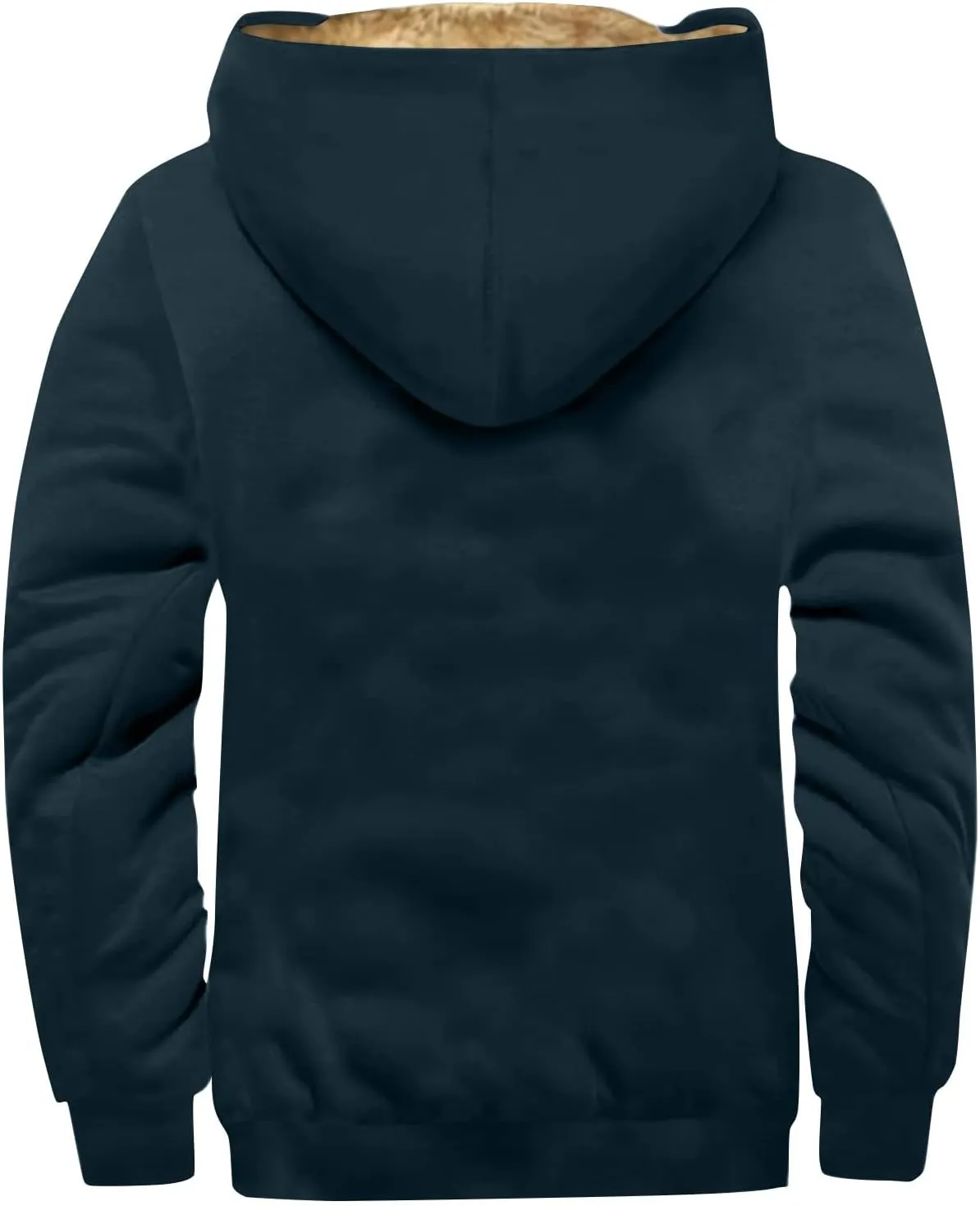 Mens Fleece Hoodie Sherpa Lined Hoodies Jacket Winter Full Zip Warm Heavyweight Thick Fuzzy Hooded Sweatshirt
