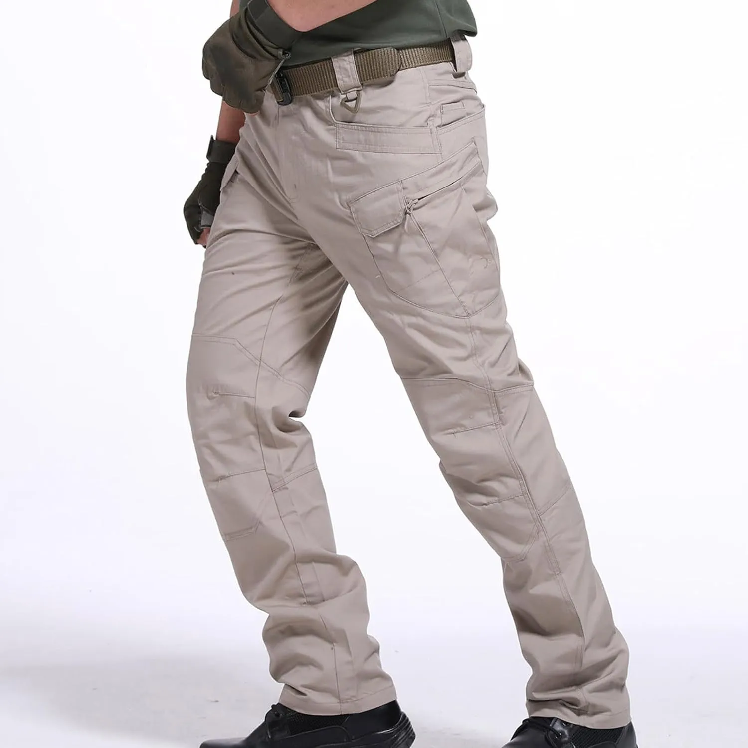 Mens Hiking Pants Casual Stylish Chino Twill Multi Pockets Cargo Pant Big and Tall Solid Straight Legs Sweatpants