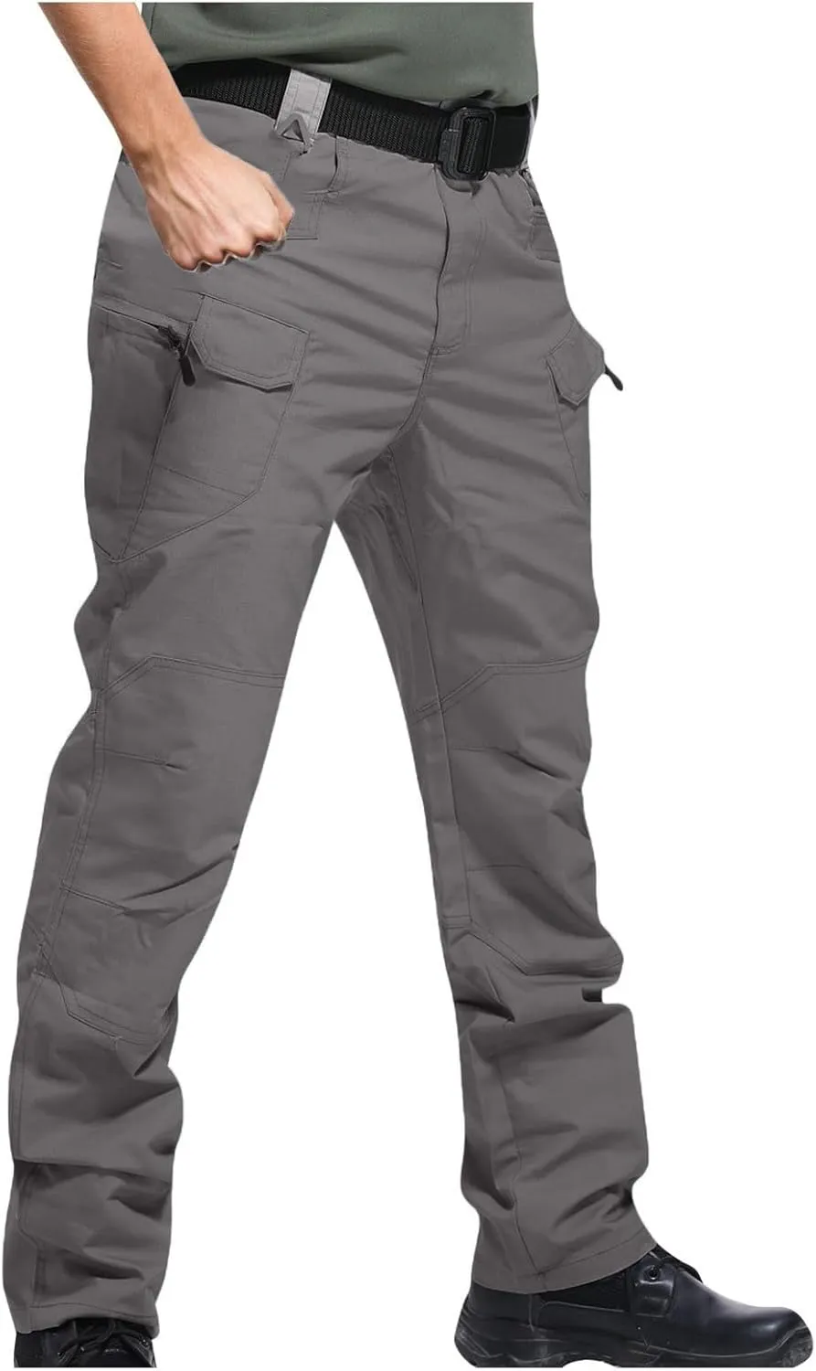 Mens Hiking Pants Casual Stylish Chino Twill Multi Pockets Cargo Pant Big and Tall Solid Straight Legs Sweatpants