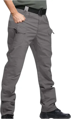 Mens Hiking Pants Casual Stylish Chino Twill Multi Pockets Cargo Pant Big and Tall Solid Straight Legs Sweatpants