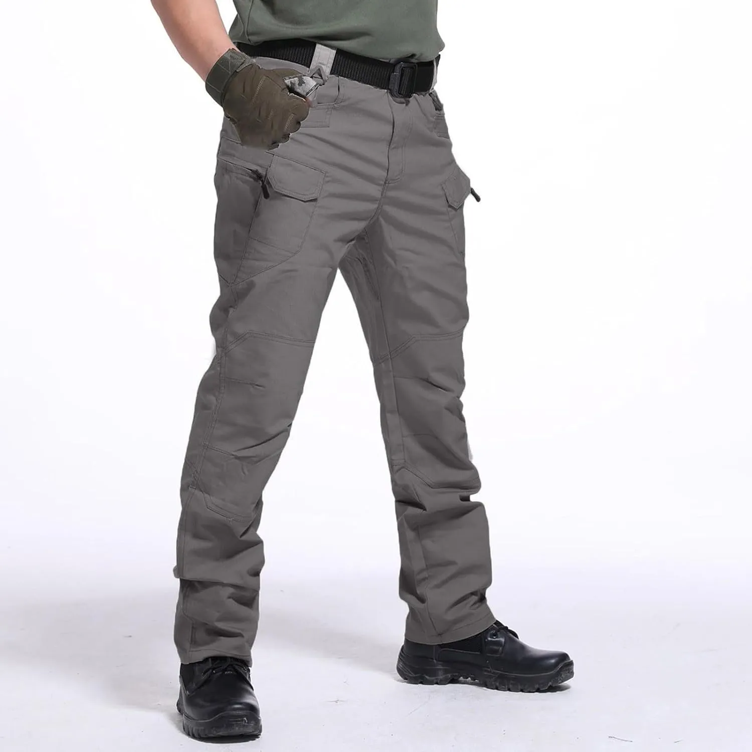 Mens Hiking Pants Casual Stylish Chino Twill Multi Pockets Cargo Pant Big and Tall Solid Straight Legs Sweatpants