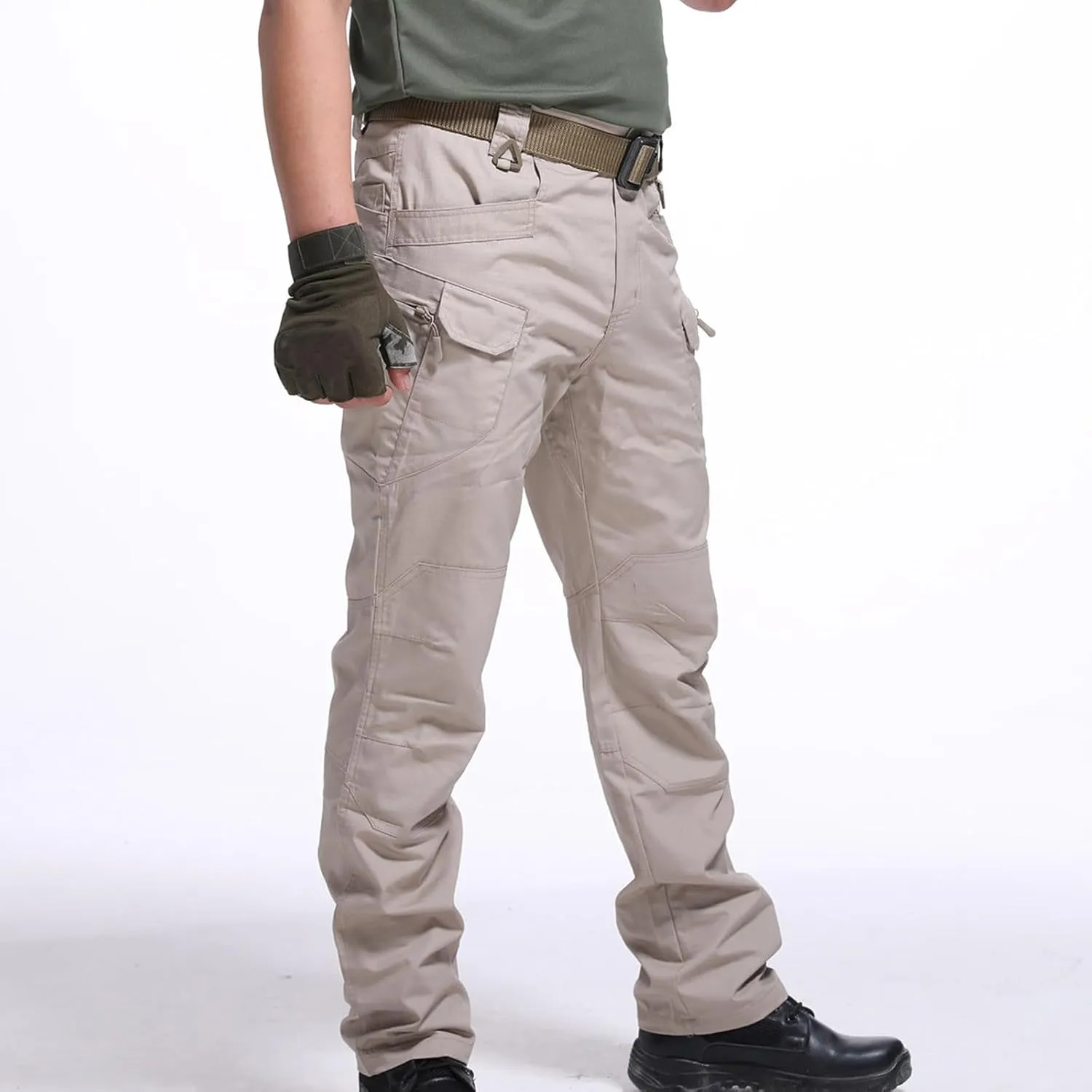 Mens Hiking Pants Casual Stylish Chino Twill Multi Pockets Cargo Pant Big and Tall Solid Straight Legs Sweatpants
