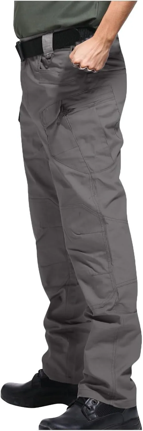 Mens Hiking Pants Casual Stylish Chino Twill Multi Pockets Cargo Pant Big and Tall Solid Straight Legs Sweatpants