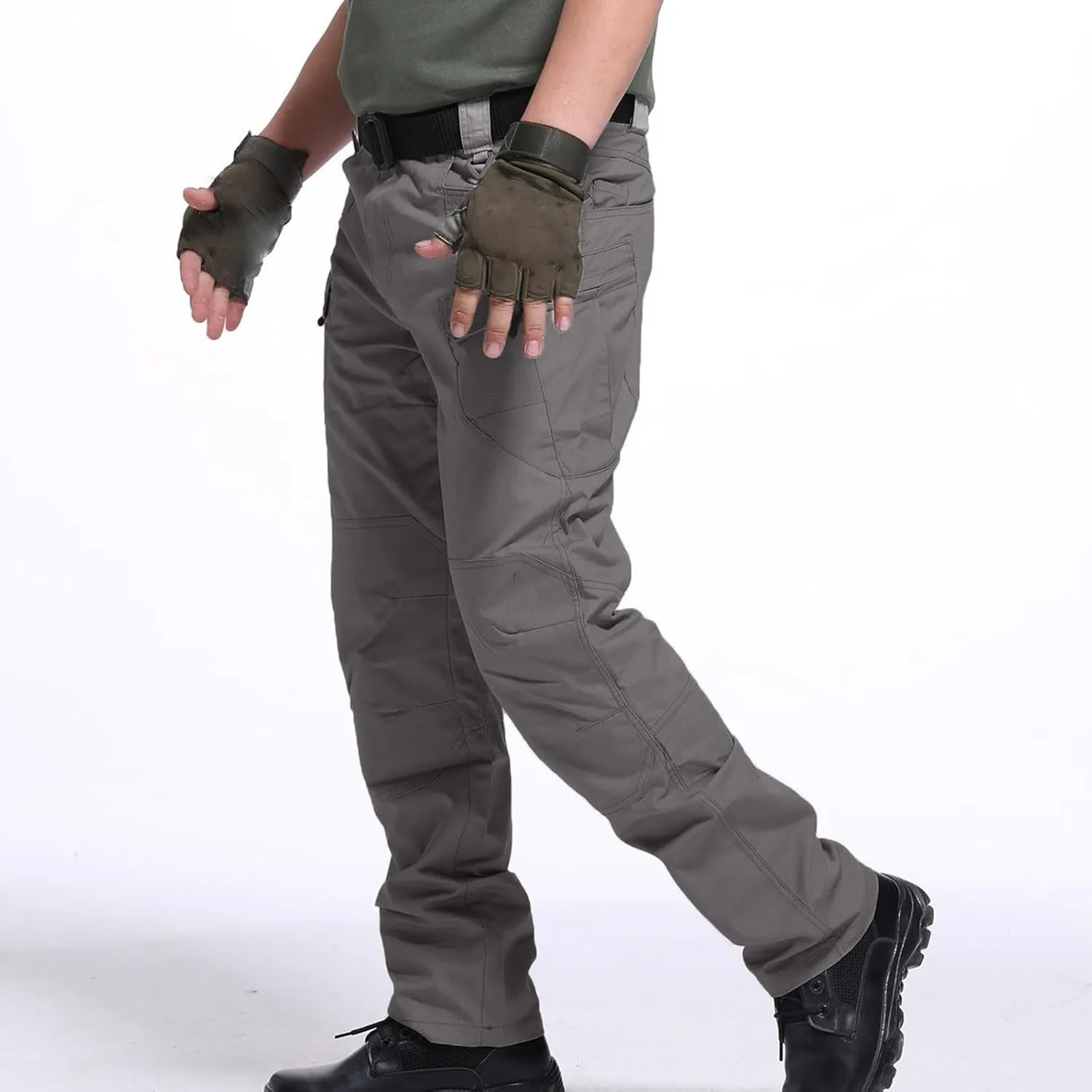Mens Hiking Pants Casual Stylish Chino Twill Multi Pockets Cargo Pant Big and Tall Solid Straight Legs Sweatpants