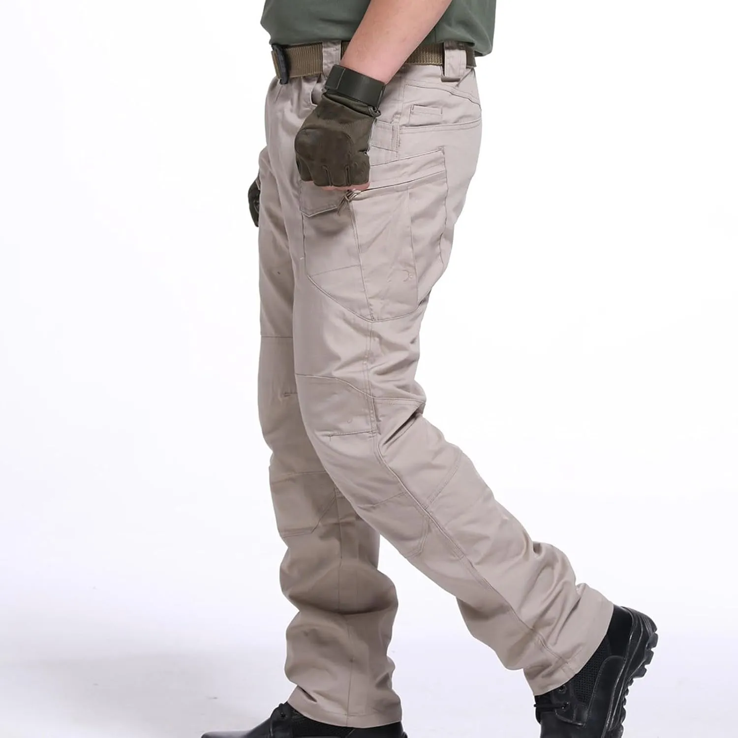 Mens Hiking Pants Casual Stylish Chino Twill Multi Pockets Cargo Pant Big and Tall Solid Straight Legs Sweatpants