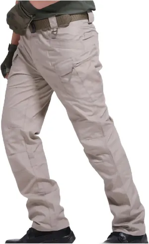 Mens Hiking Pants Casual Stylish Chino Twill Multi Pockets Cargo Pant Big and Tall Solid Straight Legs Sweatpants