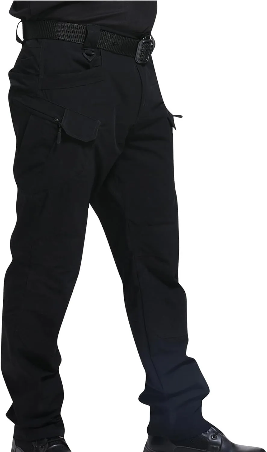 Mens Hiking Pants Casual Stylish Chino Twill Multi Pockets Cargo Pant Big and Tall Solid Straight Legs Sweatpants