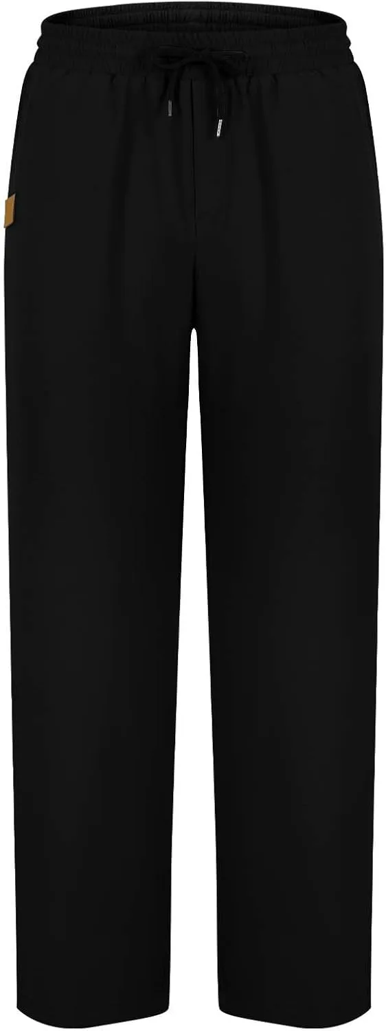 Mens Pants Cargo Elastic Waist Drawstring Straight Pants with Pocket Casual Outdoor Jogger Running Sport Trousers