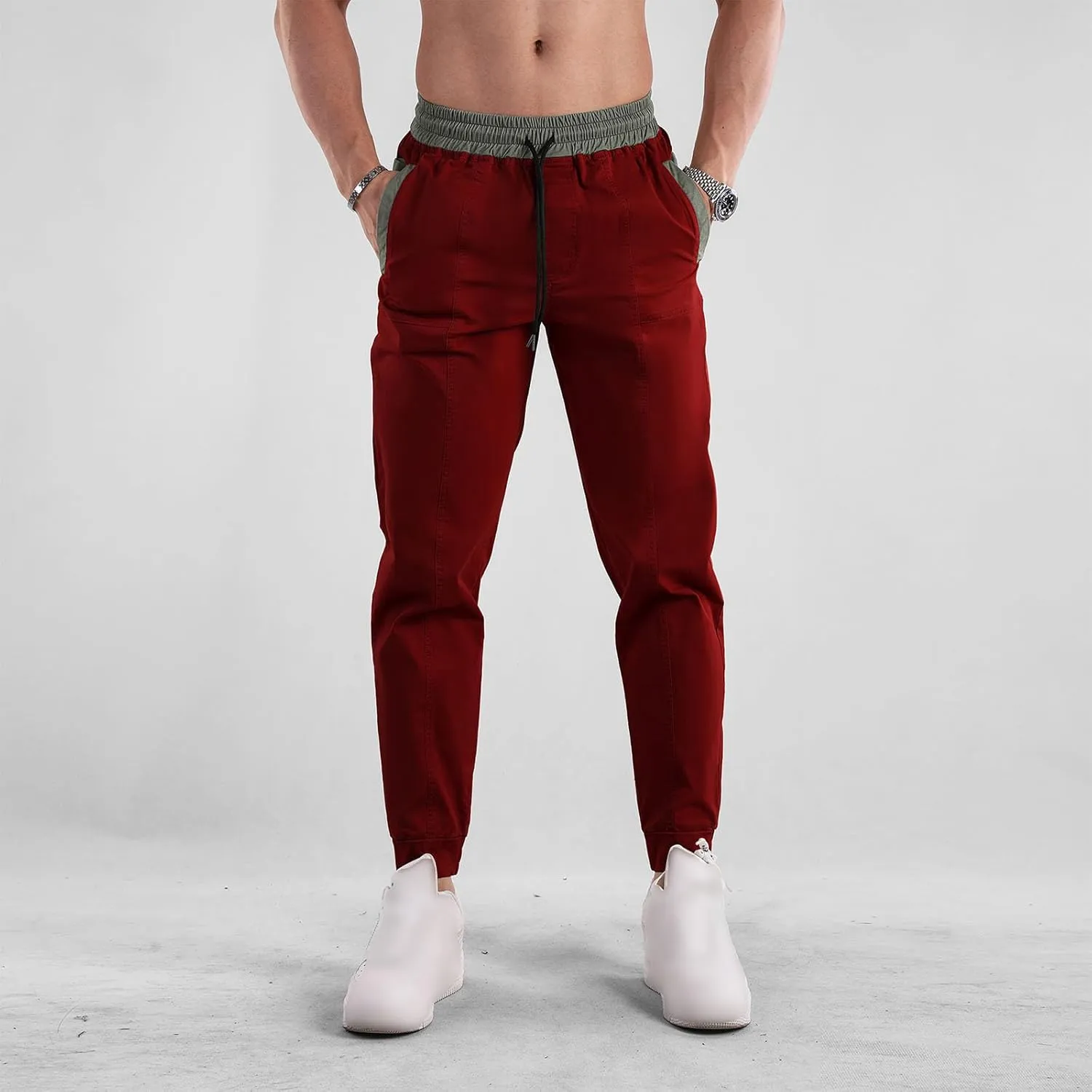 Men's Pants Lightweight Casual Slim Fit Drawstring Joggers with Pocket Running Sports Athletic Outdoor Work Pants