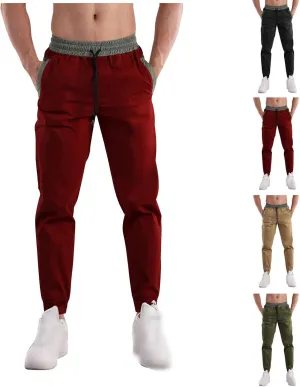 Men's Pants Lightweight Casual Slim Fit Drawstring Joggers with Pocket Running Sports Athletic Outdoor Work Pants
