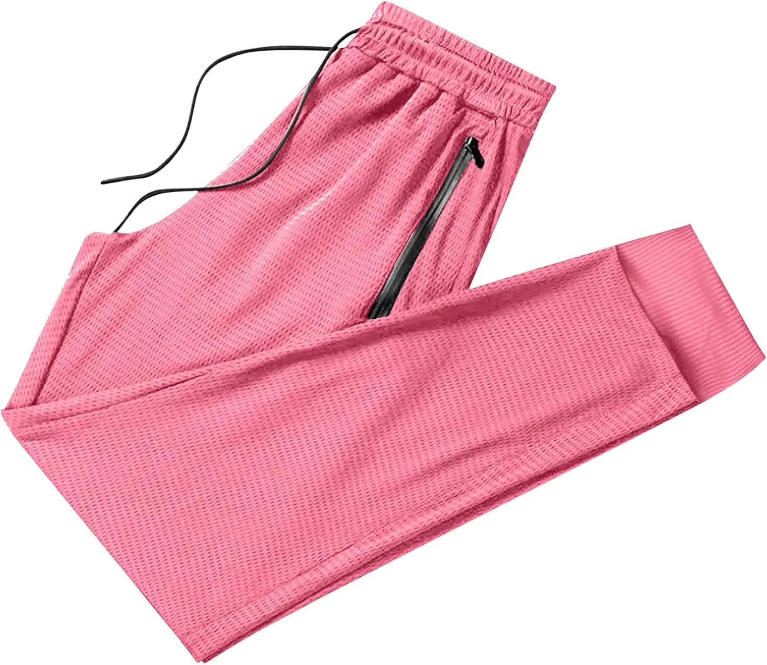 Mens Stretch Jogger Pants with Zipper Pockets Sports Joggers with Drawstring Waist and Slim for Workout Casual Gym