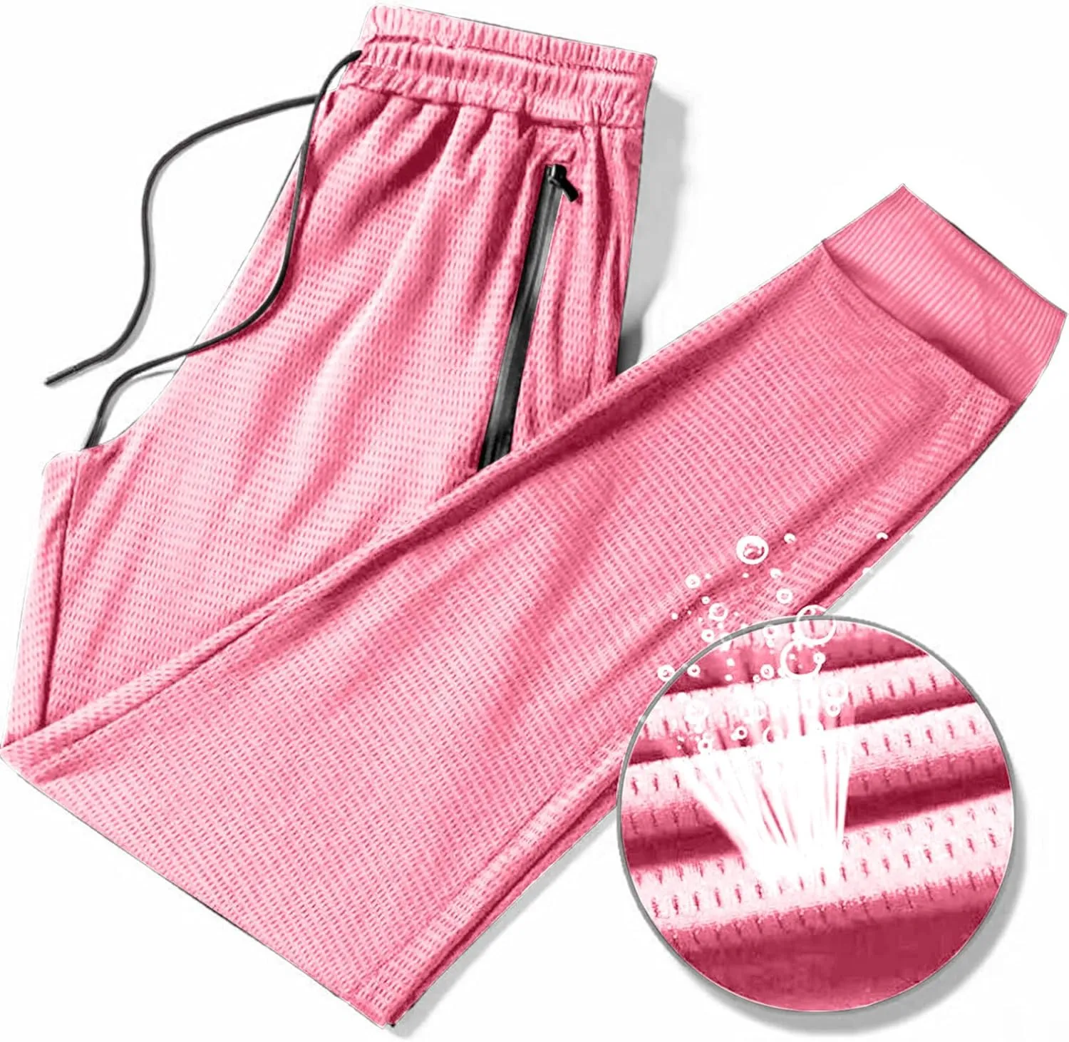 Mens Stretch Jogger Pants with Zipper Pockets Sports Joggers with Drawstring Waist and Slim for Workout Casual Gym