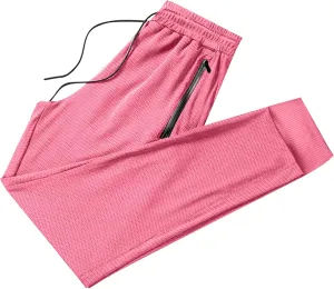 Mens Stretch Jogger Pants with Zipper Pockets Sports Joggers with Drawstring Waist and Slim for Workout Casual Gym