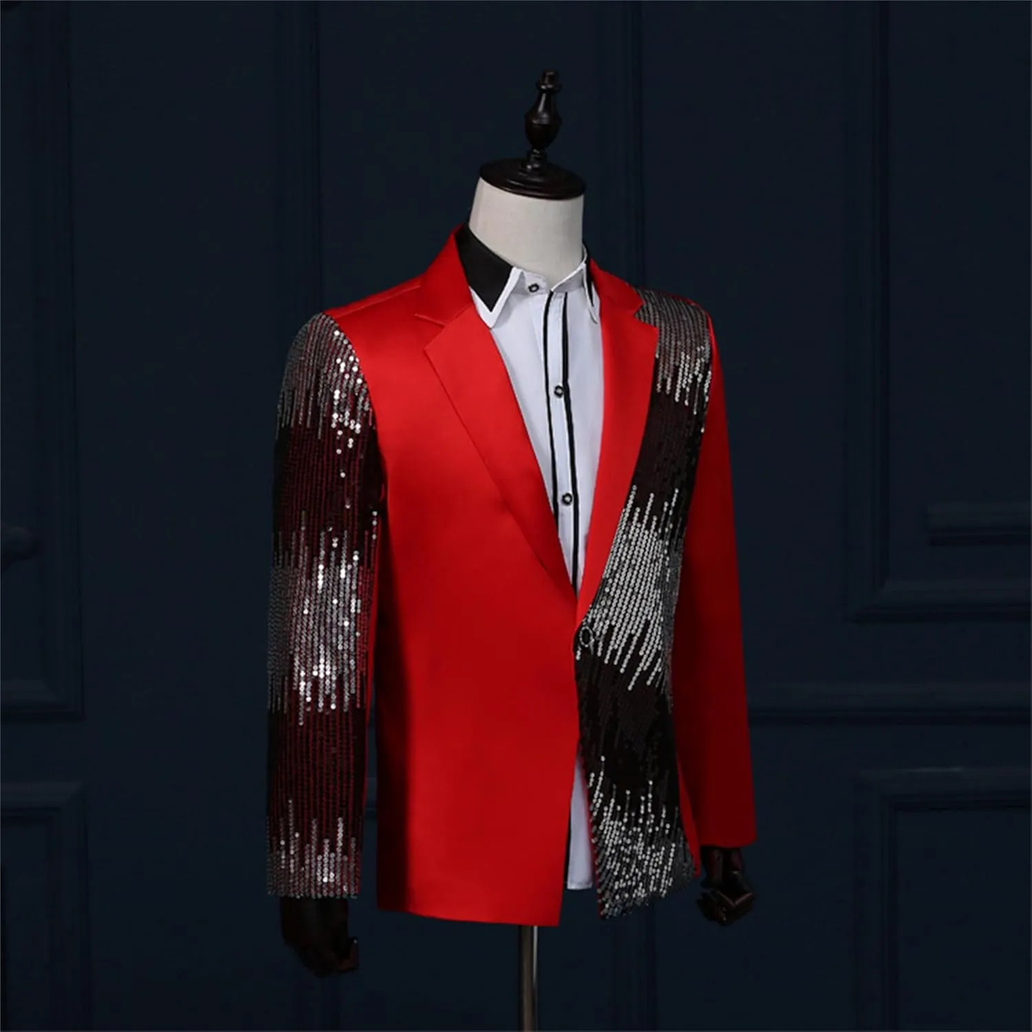 Mens Stylish Tux Dress Blazer Slim Fit Gold Sequin Suit Jacket Party Dinner Prom Sport Coat