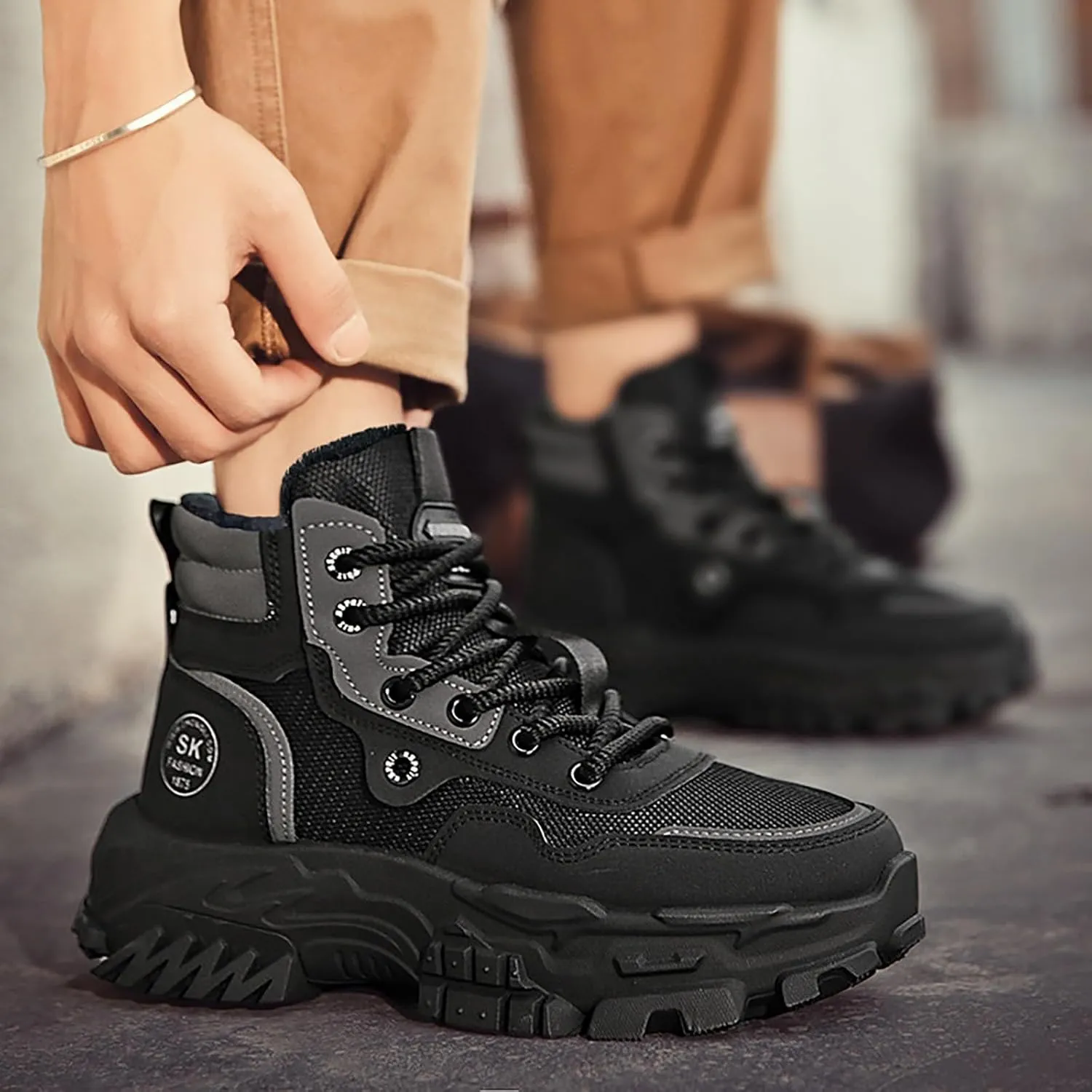 Men's Work Boots Composite Toe Hiking Sneakers Shoes Slip On Women Workout Shoes Business Casual Winter Backpacking Snow Botas Warm Water Hike Grounded Footwear