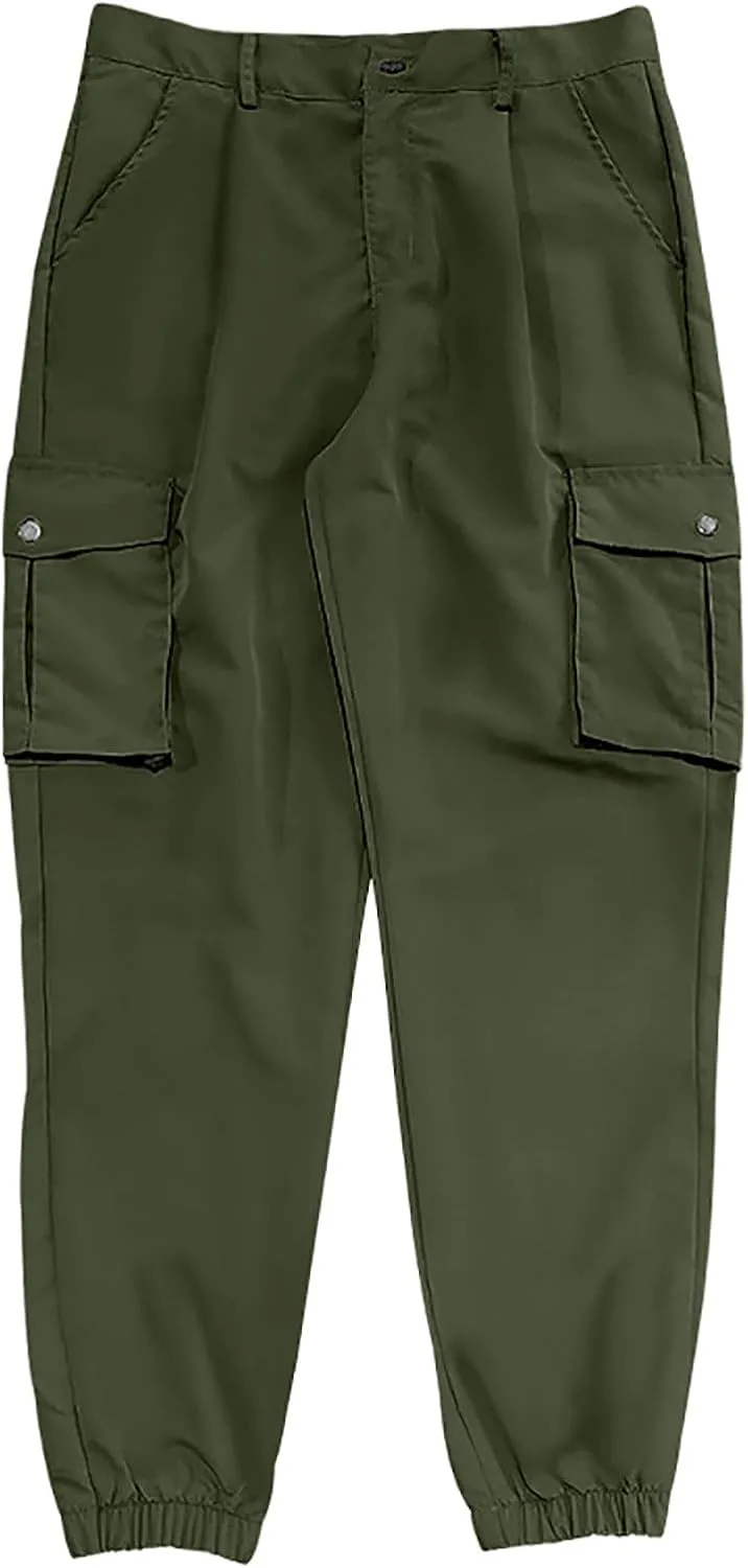 Mens Work Pants Slim Fit Cargo Pants for Men Tactical Tapered Trousers with Pocket Athletic Outdoor Joggers