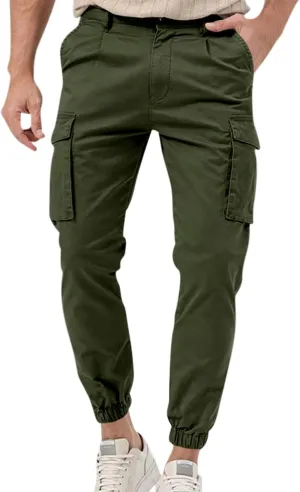 Mens Work Pants Slim Fit Cargo Pants for Men Tactical Tapered Trousers with Pocket Athletic Outdoor Joggers